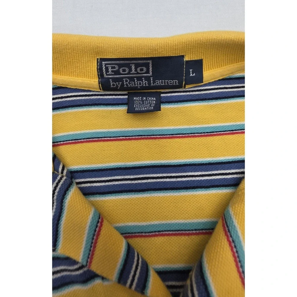 Polo By Ralph Lauren Men's Multicolored Striped 100% Cotton Polo Size Large
